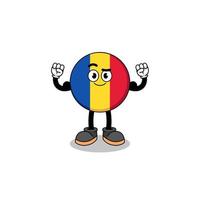 desenho de mascote da bandeira da romênia posando com músculo vetor