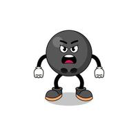 ilustração de desenho animado de bola de boliche com expressão de raiva vetor