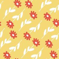Primavera vector flores vermelhas sobre um fundo amarelo. sem costura padrão floral para tecido.