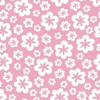 padrão de primavera floral sem costura. flores de vetor branco em um fundo rosa.
