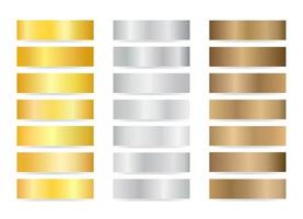 conjunto de gradientes de bronze prata ouro. vetor