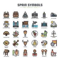 Ícones de linha fina de símbolos de Espanha