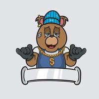 logotipo do rapper mascote urso. vetor