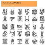 Elementos de polícia fina linha de ícones vetor