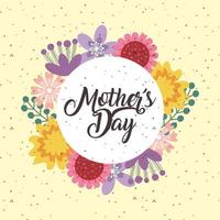 cartão de dia das mães com flores e fundo salpicado vetor