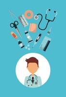 profissional de saúde médico com equipamento médico