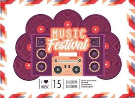 rádio com alto-falantes para a celebração do festival de música vetor