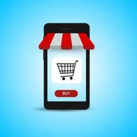 loja online. compras on-line de smartphones. marketing digital. ilustração vetorial. eps10 vetor