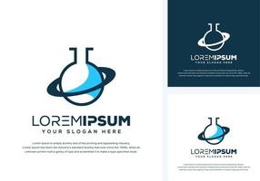 laboratório abstrato e design de logotipo do planeta vetor