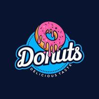 rosquinha rosquinha com design de logotipo de ícone de coroa de rei na ilustração de clip-art de estilo de linha de desenho moderno moderno vetor