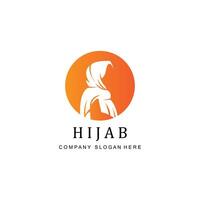 capas de ícone de vetor de logotipo de mulher muçulmana hijab