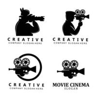 símbolo do ícone do logotipo da câmera de vídeo, reprodutor de filme e gravador vetor