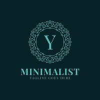 letra y design de logotipo de vetor de decoração de renda círculo minimalista
