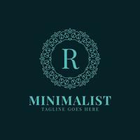 letra r design de logotipo de vetor de decoração de rendas círculo minimalista