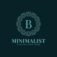 letra b design de logotipo de vetor de decoração de renda círculo minimalista