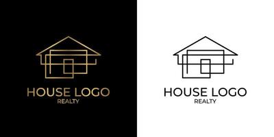 logotipo de casa de linha contínua minimalista e elegante para imóveis, construção, interior, decoração de casa exterior vetor