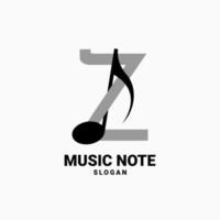 letra z com design de logotipo de vetor de nota musical