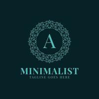 carta um design de logotipo de vetor de decoração de renda círculo minimalista