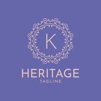 letra k moldura de círculo feminino design de logotipo de vetor de luxo