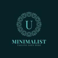 letra u design de logotipo de vetor de decoração de renda círculo minimalista