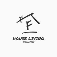 letra f design de logotipo de vetor de casa doodle minimalista