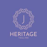 letra j design de logotipo de vetor de luxo de moldura de círculo feminino