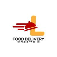 letra l expressa design de logotipo inicial de vetor de entrega de alimentos