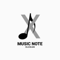 letra x com design de logotipo de vetor de nota musical