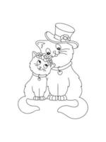 casal de gatos fofos apaixonados. página do livro de colorir para crianças. personagem de estilo de desenho animado. ilustração vetorial isolada no fundo branco. Dia dos namorados. vetor