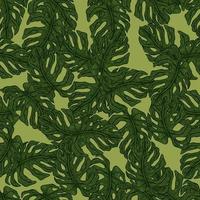 monstera folha sem costura pattern.vintage tropical ramo em estilo de gravura. vetor