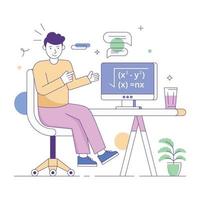 ilustração plana de aprendizado online, design editável vetor