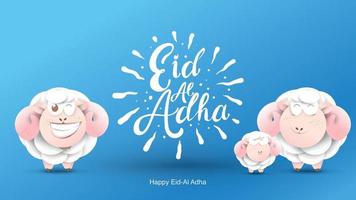 feriado muçulmano eid al-adha. o sacrifício uma ovelha de carneiro. design de letras manuscritas de texto bonito para pôster gráfico, cartão de saudação etc.ilustração vetorial de saudação vetor