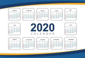 Modelo de design de calendário de ano novo de onda bonita 2020