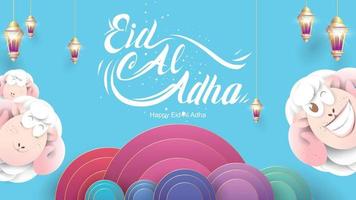 feriado muçulmano eid al-adha. o sacrifício uma ovelha de carneiro. design de letras manuscritas de texto bonito para pôster gráfico, cartão de saudação etc.ilustração vetorial de saudação vetor