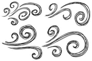 estilo desenhado à mão de vetor de ilustração de vento doodle