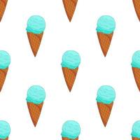 padrão sem emenda de sorvete de cone azul. design de cartão de verão. ilustração vetorial dos desenhos animados. vetor