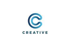 letra c design de logotipo criativo abstrato de cor azul 3d vetor
