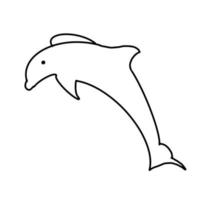 sob o mar golfinho peixe animal ambiente natural doodle vetor