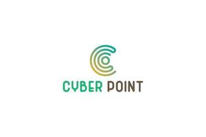 letra c design de logotipo verde cyber point vetor