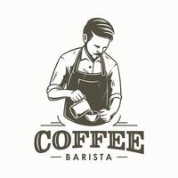 design de logotipo de barista de café ou barman vetor