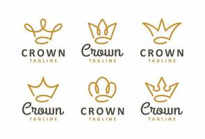 conjunto de modelos de design de logotipo de conceito de coroa criativa vetor