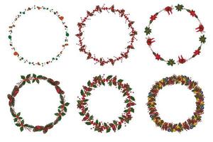 conjunto de guirlanda de natal com elementos florais de inverno. ilustração vetorial. vetor