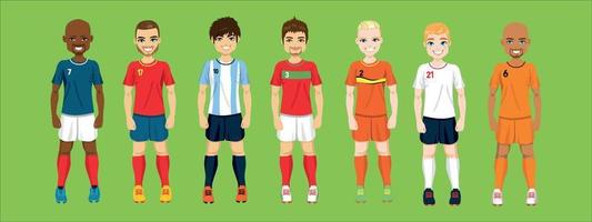 conjunto de personagens de jogador de futebol vetor