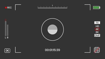 câmera viewfinder vídeo ou foto frame gravador estilo plano design ilustração vetorial. visor de câmera digital com configurações de exposição e modelo de grade de foco. vetor