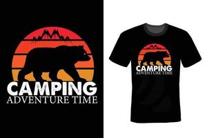 design de camiseta de acampamento, tipografia, vintage vetor