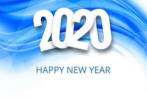 Azul 2020 ano novo texto fundo de celebração vetor