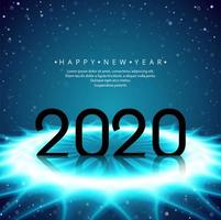 Design de texto futurista brilhante ano novo 2020 vetor