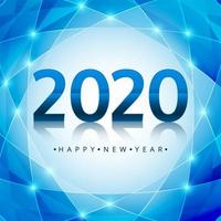 Design de texto azul brilhante 2020 ano novo vetor