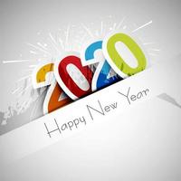 2020 feliz ano novo texto design de cartão de celebração vetor