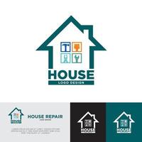 conceito de design de logotipo de casa adequado para empresa de renovação e melhoria de casa ou empreiteiros